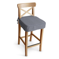 Dekoria Sedák na židli IKEA Ingolf - barová, tmavě modrá - bílá jemná kostka, barová židle Ingol