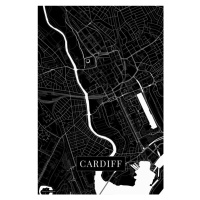 Mapa Cardiff black, (26.7 x 40 cm)
