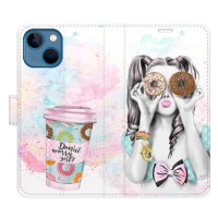 iSaprio flip pouzdro Donut Worry Girl pro iPhone 13 mini