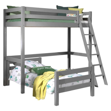 Šedá patrová dětská postel z borovicového dřeva PINO – Vipack
