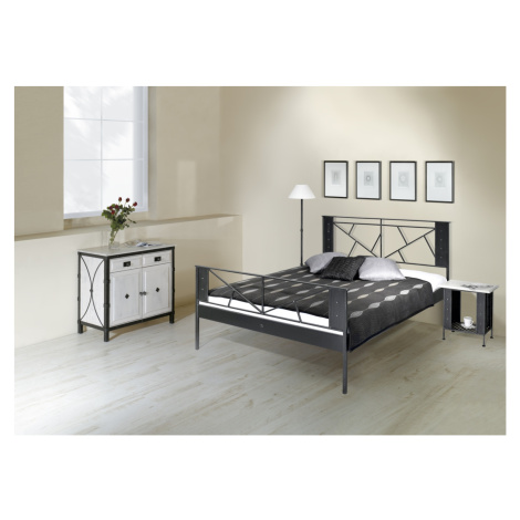 Kovová postel Valencia Rozměr: 160x200 cm, barva kovu: 9B bílá stříbrná pat.