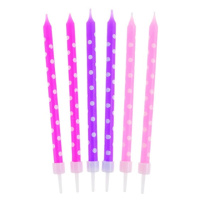 Svíčky dortové fialovo-růžové s puntíky 24ks