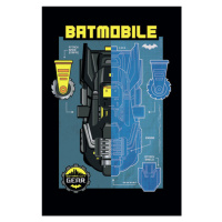 Umělecký tisk Batman - Batmobile blueprint, 26.7x40 cm