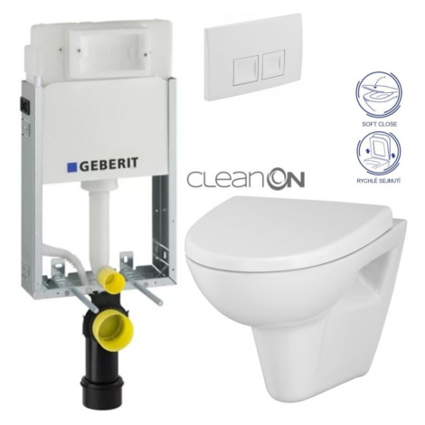 GEBERIT KOMBIFIXBasic vč. bílého tlačítka DELTA 50 + WC CERSANIT CLEANON PARVA + SEDÁTKO 110.100