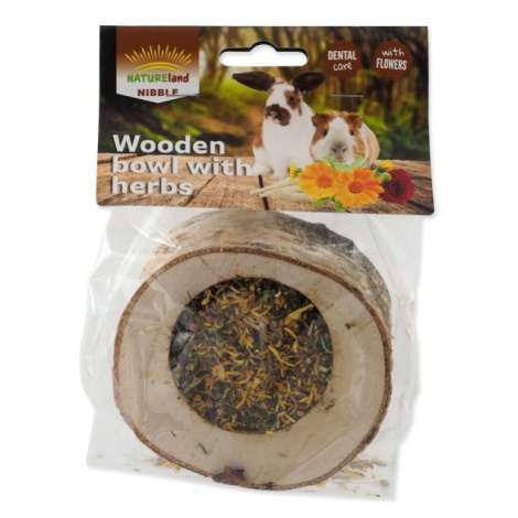 Pochoutka Nature Land Nibble miska plněná bylinkami dřevěná 120g