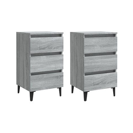 SHUMEE Noční stolky s kovovými nohami 2 ks šedé sonoma 40 × 35 × 69 cm, 813143