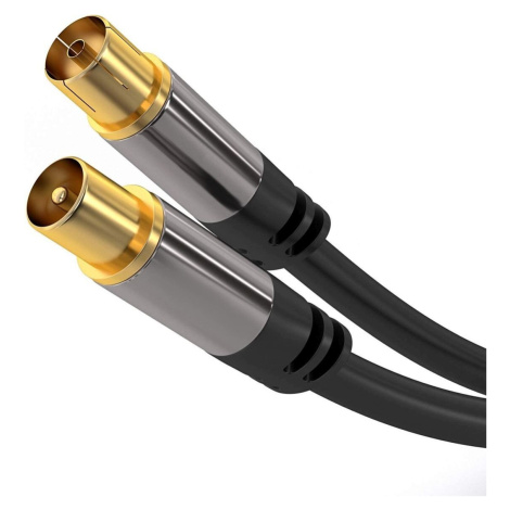 PremiumCord kabel antenní IEC, M/F, HQ, 750hm (135dB), 4x stíněný, 5m, černá - kjqiec5