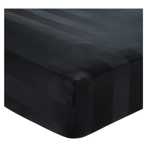 Černé napínací saténové prostěradlo 150x200 cm So Soft Satin Stripe – Catherine Lansfield
