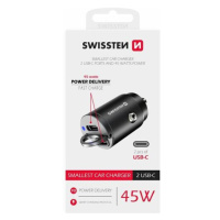 Swissten cl adaptér power delivery 2x usb-c 45w nano černý Černá