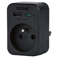 Tronic® Zásuvkový USB adaptér (černá)