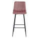 Set tří barových židlí POZZA sametové růžové (černé nohy) 3 ks