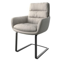 DELIFE Jídelní židle Abelia-Flex s područkou plochá tkanina světle šedá konzolová podnož