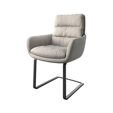 DELIFE Jídelní židle Abelia-Flex s područkou plochá tkanina světle šedá konzolová podnož