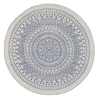 Kulatý oboustranný modro-bílý koberec ? 140 cm YALAK, 142315