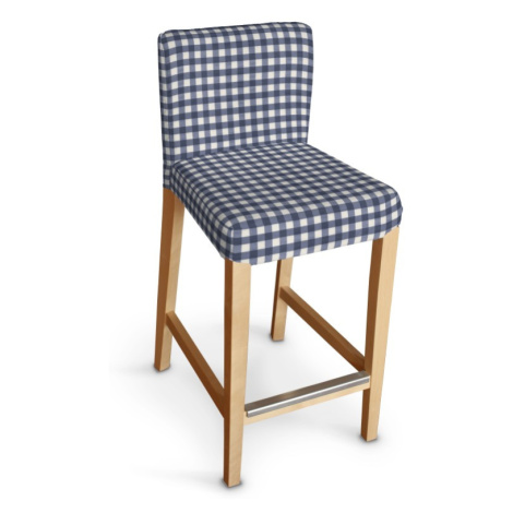 Dekoria Potah na barovou židli Hendriksdal , krátký, tmavě modrá - bílá střední kostka, potah na