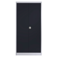 mauser Ocelová skříň s otočnými dveřmi, 4 police, h 420 mm, bílá hliníková / antracitově šedá