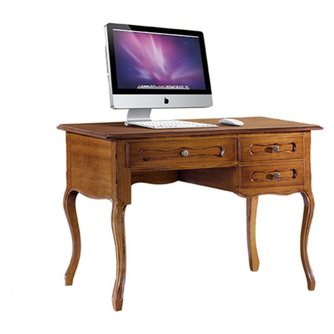 Estila Luxusní dřevěný rustikální psací stůl Emociones se třemi šuplíky a vyřezávanou výzdobou 1