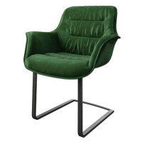 DELIFE Jídelní židle Kaira-Flex zelená samet konzolová podnož plochá černá