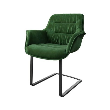 DELIFE Jídelní židle Kaira-Flex zelená samet konzolová podnož plochá černá