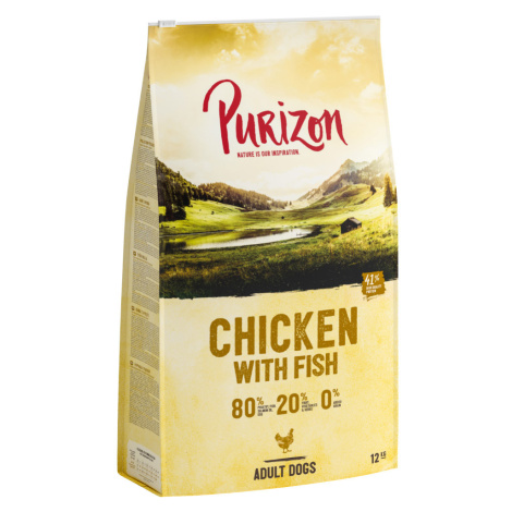 Purizon Adult 80:20:0 kuřecí s rybou - bez obilovin - výhodné balení: 2 x 12 kg
