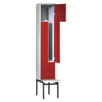 Wolf Šatní Z-skříň s lavicí, v x š x h 2140 x 400 x 500 mm, 2 oddíly, dveře ohnivě červená