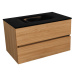 Koupelnová skříňka s umyvadlem černá mat Naturel Verona 66x51,2x52,5 cm světlé dřevo VERONA66CMS