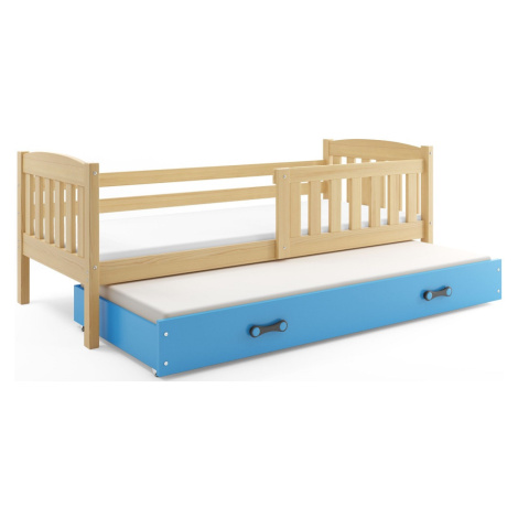 BMS Dětská postel KUBUŠ 2 s přistýlkou | borovice Barva: Borovice / modrá, Rozměr: 200 x 90 cm