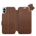 Flip pouzdro na mobil Apple iPhone X - Hnědé - kožené - Brown Leather