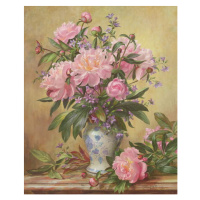 Obrazová reprodukce AB/302 Vase of Peonies and Canterbury Bells, Williams, Albert, 35 × 40 cm