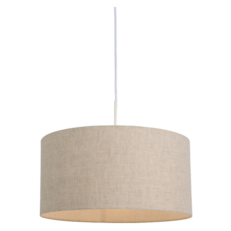 Venkovská závěsná lampa bílá s bavlněným stínidlem světle šedá 50 cm - Combi QAZQA