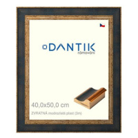 DANTIK rámeček 40 × 50, ZVRATNÝ modrozlatý plast sklo čiré