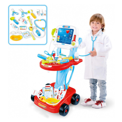 Vozík malého lékaře - modrá sada dětského lékaře 17 ks