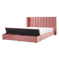BELIANI postel s úložným prostorem NOYERS 180 × 200 cm, sametová, růžová