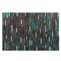 Kožený koberec 140 x 200 cm hnědo-modrý KISIR, 200983