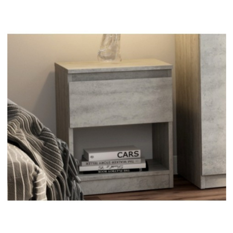 Skříňka/noční stolek Carlos 401S, šedý beton Asko