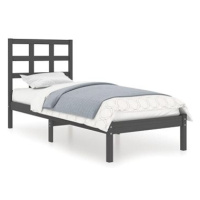 Rám postele šedý masivní dřevo 90 × 200 cm, 3105457