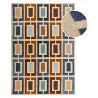 Modro-oranžový ručně tkaný vlněný koberec 200x290 cm Retro Blocks – Flair Rugs