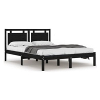 Rám postele černý masivní dřevo 200 × 200 cm, 3105559