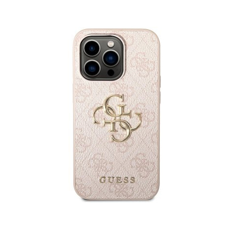 Guess PU 4G Metal Logo Zadní Kryt pro iPhone 14 Pro Max Pink