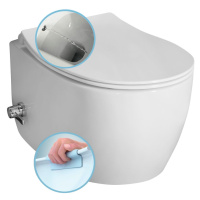 SENTIMENTI závěsná WC mísa, Rimless, integrovaný ventil a bidet. sprška, 36x51 cm, bílá 10ARS101