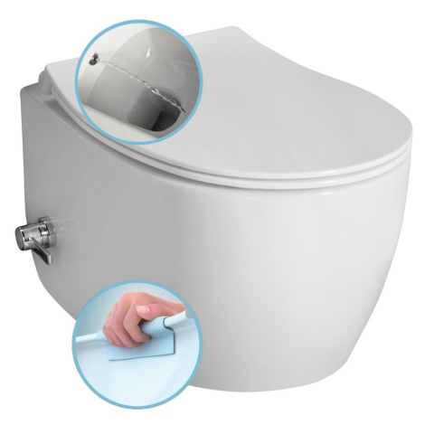 SENTIMENTI závěsná WC mísa, Rimless, integrovaný ventil a bidet. sprška, 36x51 cm, bílá 10ARS101 ISVEA