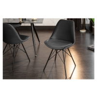 Estila Industriální jídelní židle Scandinavia s tmavě šedým sametovým čalouněním a černými kovov