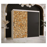 Šatní skříň Abi Sosna Barva korpusu: Bílá, Rozměry: 180 cm, Dveře: Sosna + černá