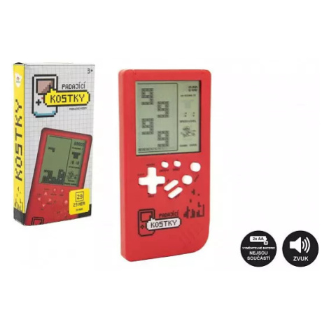 Digitální hra Padající kostky hlavolam plast 14x7cm červená na baterie se zvukem v krabičce 7,5x Teddies