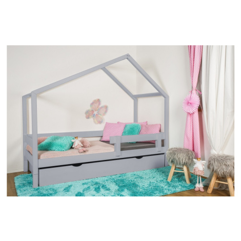 Vyspimese.CZ Dětská postel Elsa se zábranou-jeden šuplík Rozměr: 80x160 cm, Barva: šedá