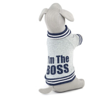 Vsepropejska Boss mikina pro psa s úplety Barva: Šedo-modrá, Délka zad (cm): 24, Obvod hrudníku: