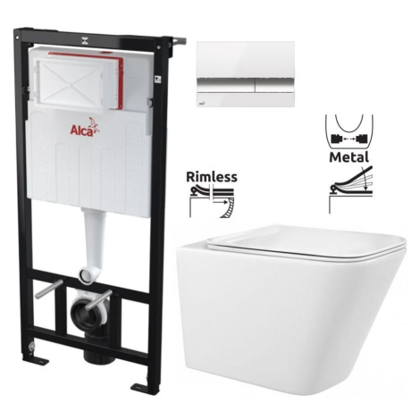 ALCADRAIN Sádromodul předstěnový instalační systém s bílým/ chrom tlačítkem M1720-1 + WC REA Rau