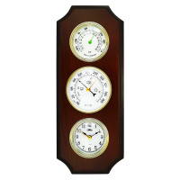 MPM Quality Nástěnné dřevěné hodiny s barometrem a teploměrem E06P.3976.52