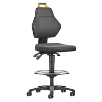 eurokraft pro Pracovní otočná židle, černá, s kolečky brzděnými při zatížení a nožním kruhem, ča