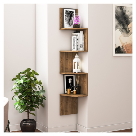 Kalune Design Nástěnná rohová police DESALDO ořech